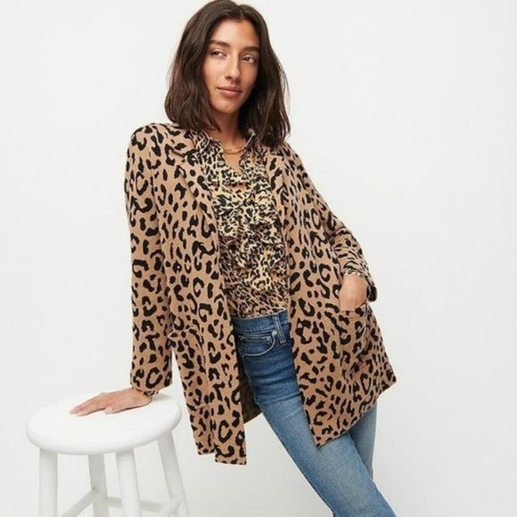 J. Crew Sophie Leopard Print Sweater Blazer - Picture 2 of 12